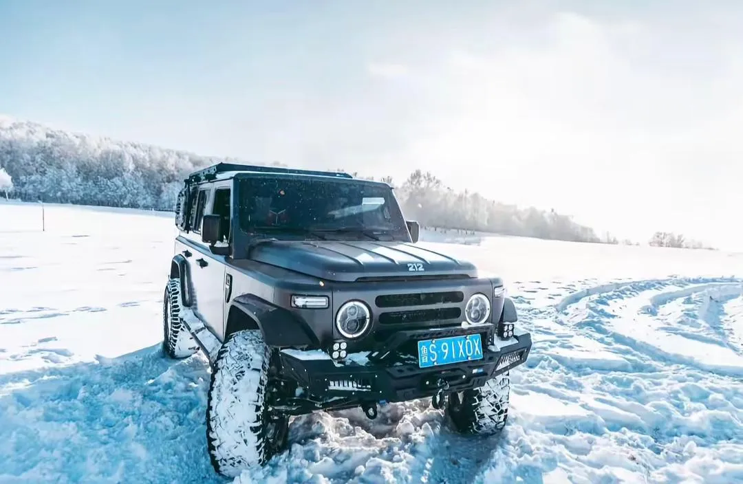 Veteran tires on an SUV in a snow field